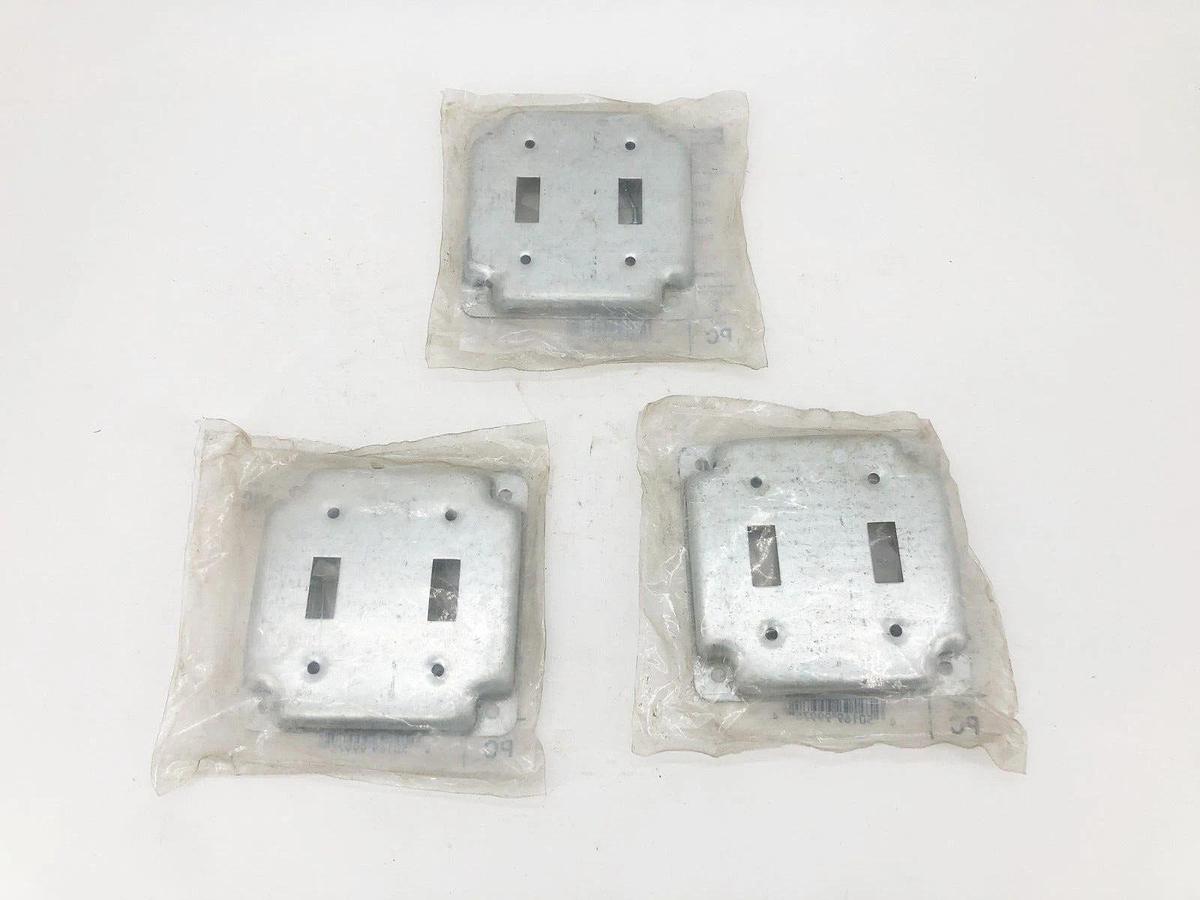 Lot of 3 New Hubbell Raco 803C Exposed Work 2-Toggle Covers 4" Square