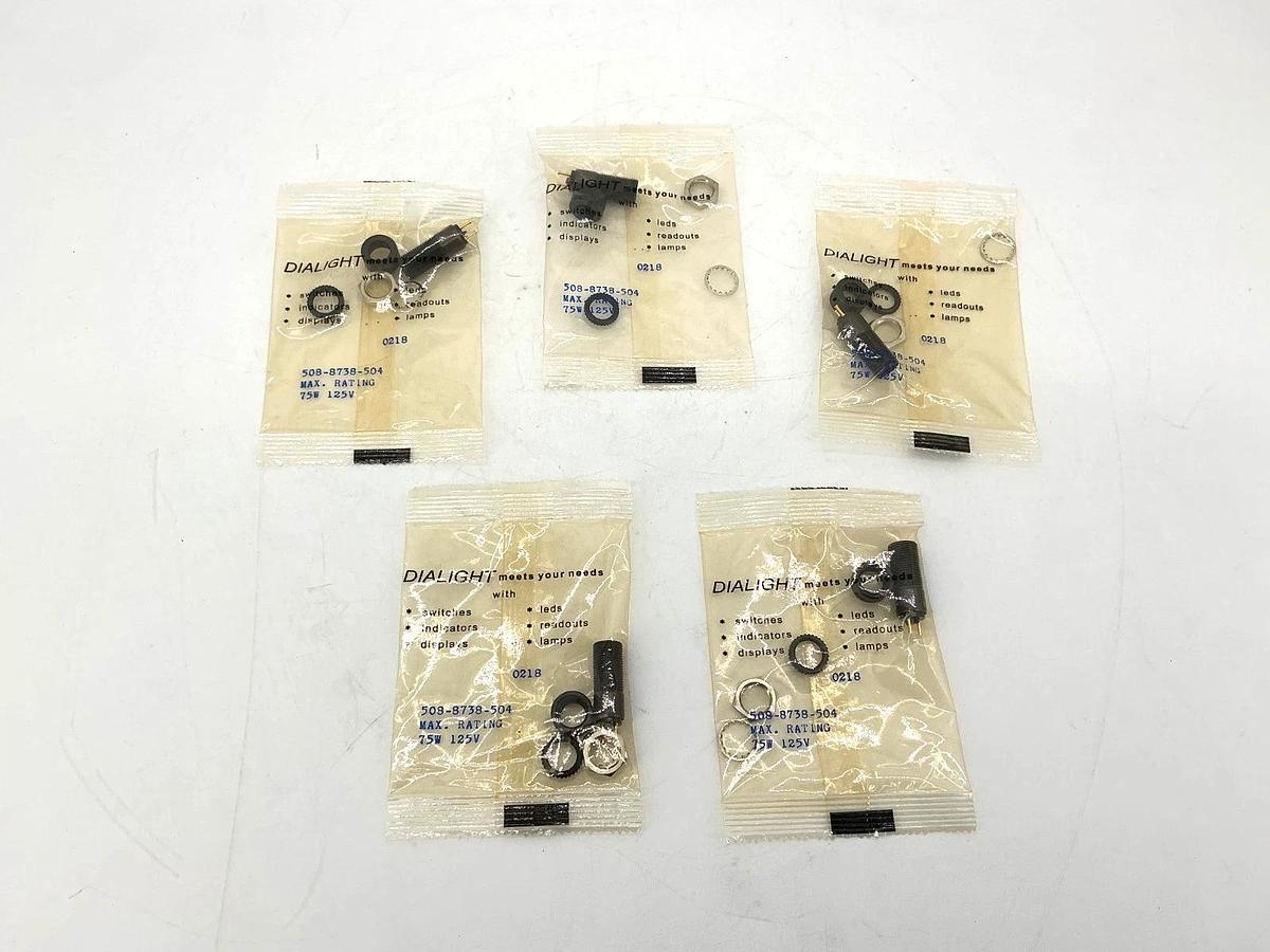 Lot of 5 New Dialight 508-8738-504 Cartridge Lamp Holder 9.525mm 2-Pin 75W 125V