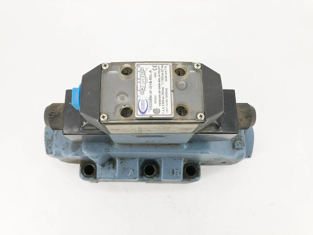 Used Continental Hydraulics VSD08M-3F-G1B-60L-A Directional Valve 120/110VAC 3000psi