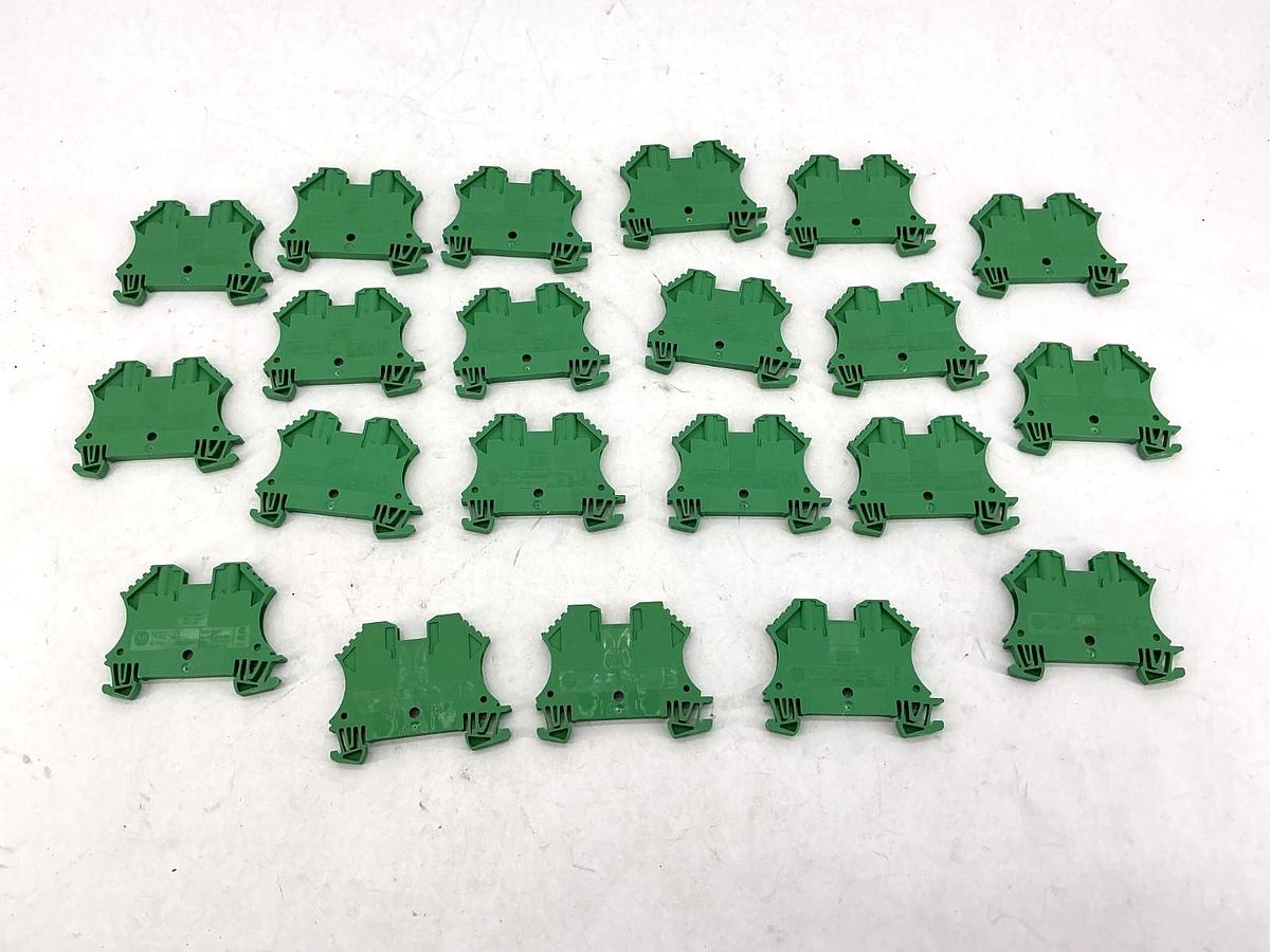 Lot of 21 New Allen Bradley 1492-J3-G Terminal Block Green 25A 600V