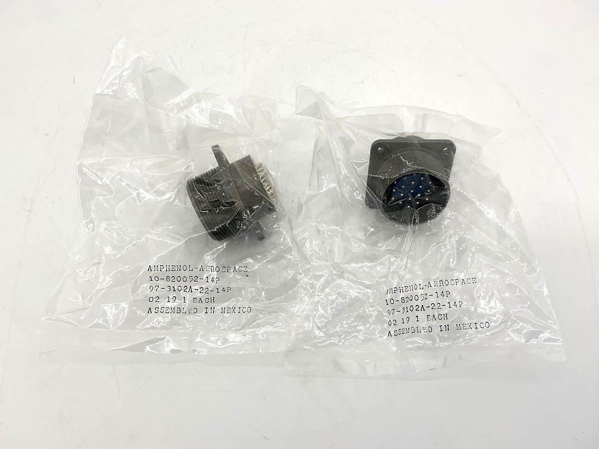 Lot of 2 New Amphenol-Aerospace 97-3102A-22-14P Connector Receptacle Male 19-Pin