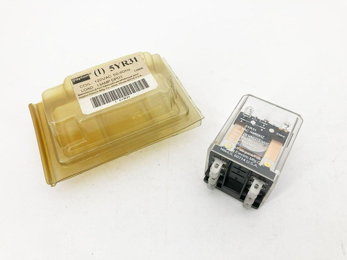 New Dayton 5YR31 Relay 8-Pin 120VAC 13A DPDT