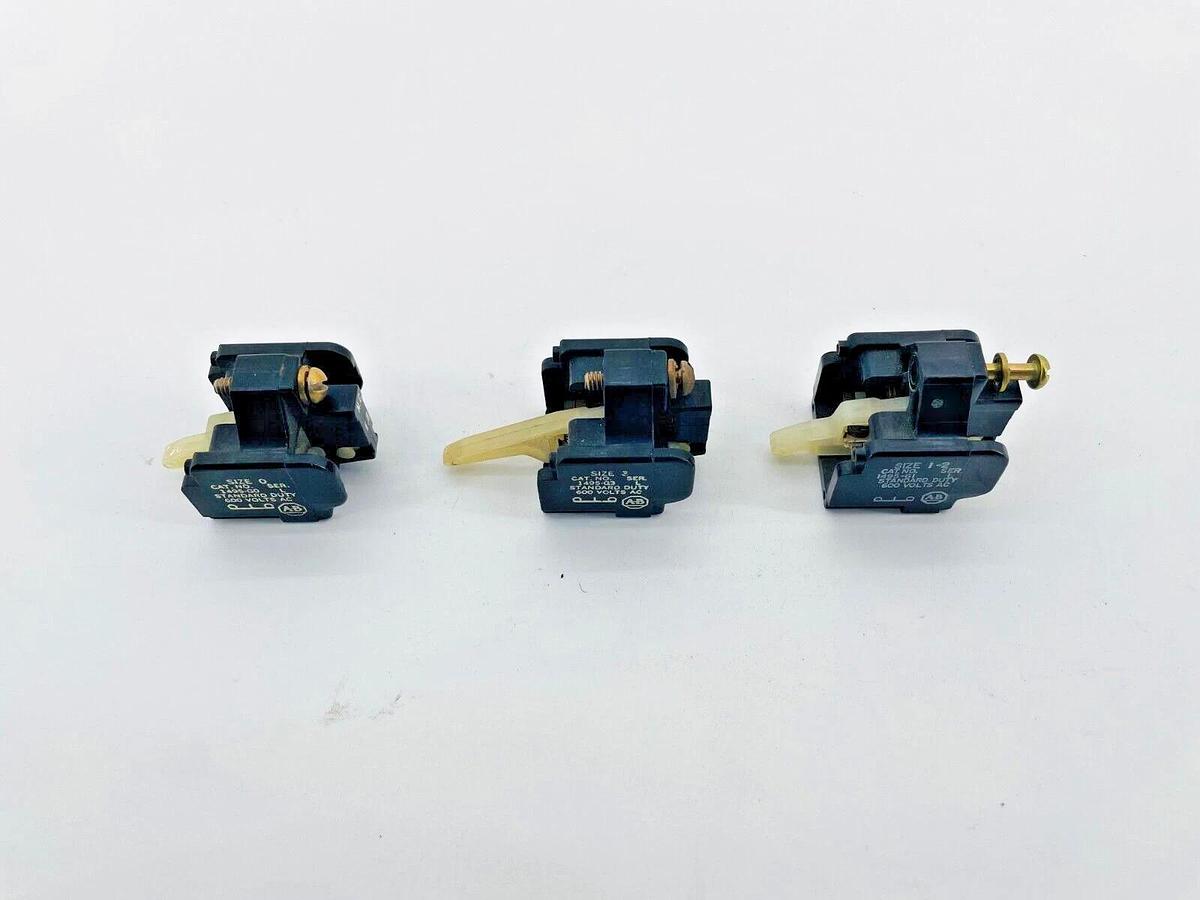 Used Lot of 3 Allen Bradley Auxiliary Contact 1495-G1 1495-G0 1495-G3 600V Ser L