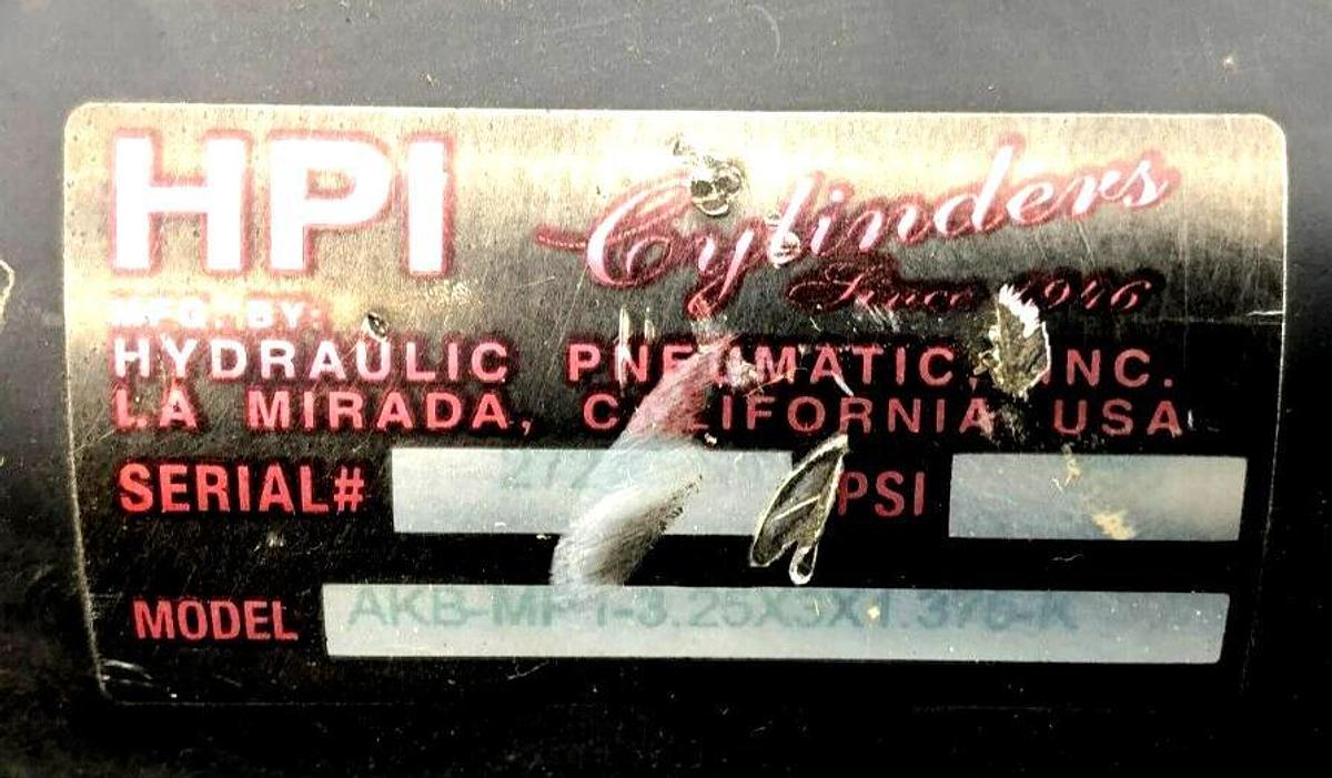 Used HPI Cylinders AKB-MP1-3.25X3X1.375-K Pneumatic Cylinder 250psi