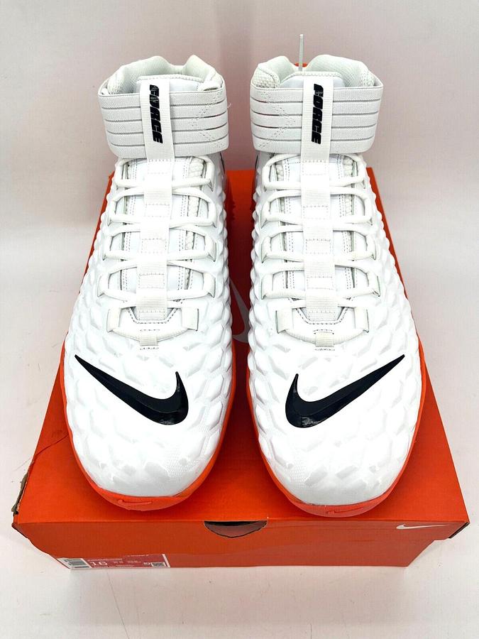 Nike Force Savage Pro 2 Shark P White/Orange Size 16 Football Cleats