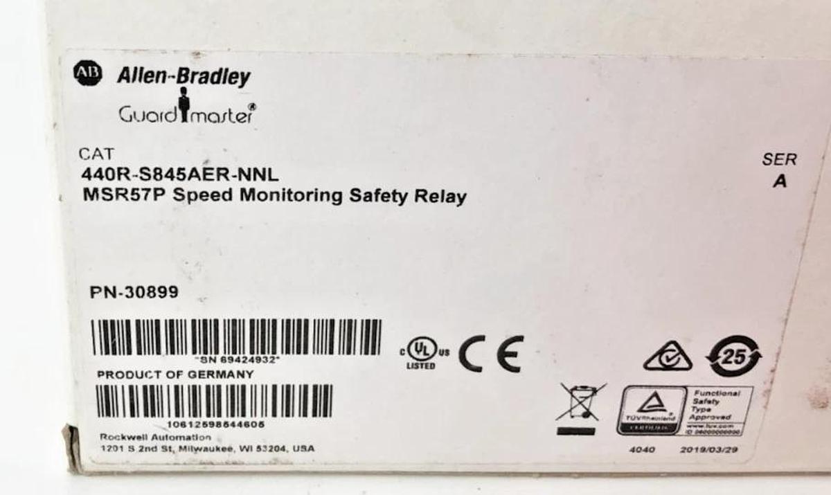 New Allen Bradley 440R-S845AER-NNL Speed Monitoring Safety Relay MSR57P