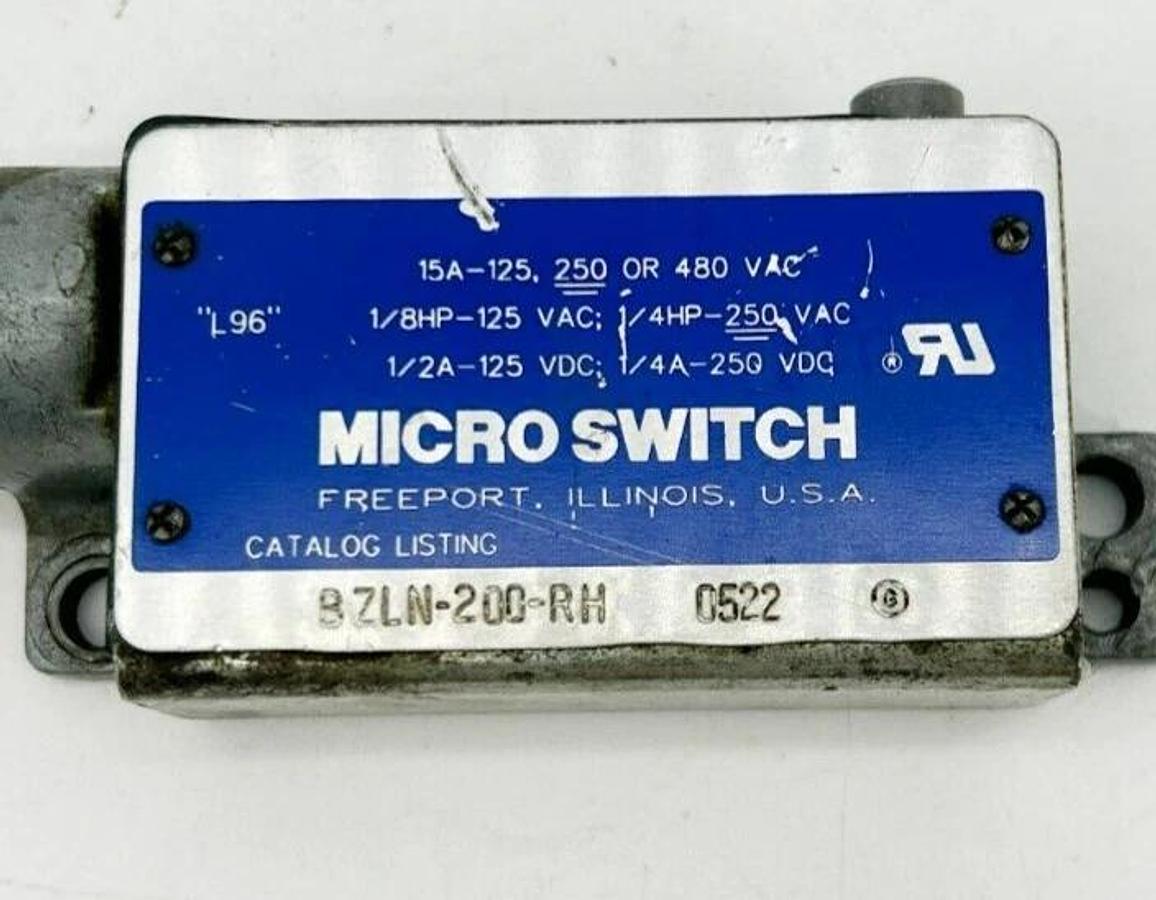 Used Honeywell Microswitch BZLN-200-RH Limit Switch 15A 125/250/480VAC
