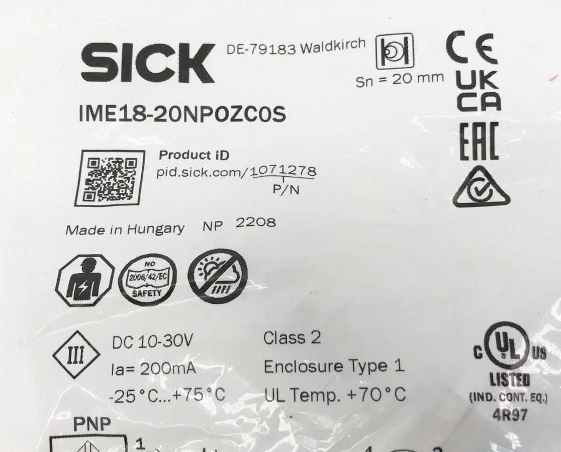 New Sick IME18-20NPOZC0S Inductive Proximity Sensor 10-30VDC 1071278