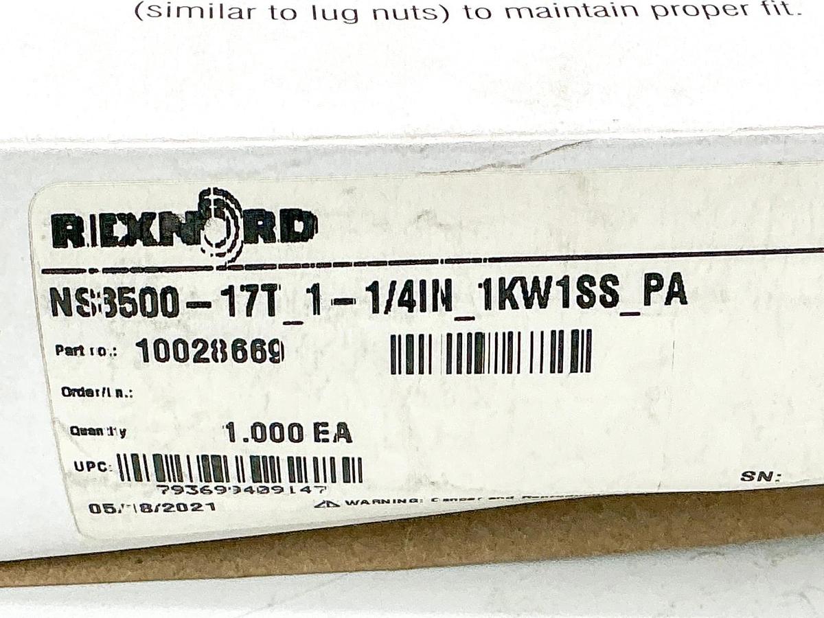 New Rexnord 10028669 Conveyor Sprocket NS8500-17T 1-1/4IN_1KW1SS_PA