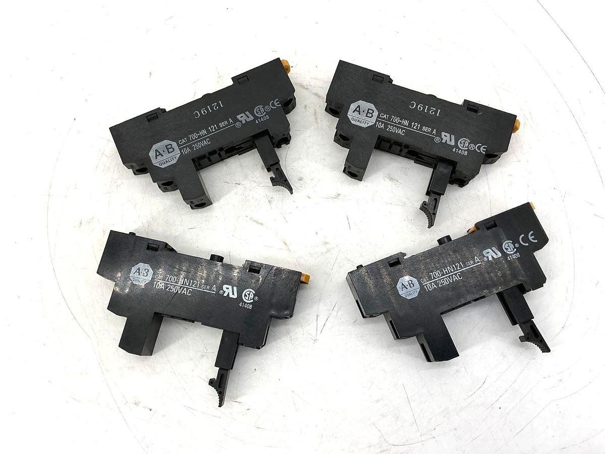 Used Lot of 4 Allen Bradley 700-HN121 Ser A Relay Socket 5-Blade 10A 250VAC