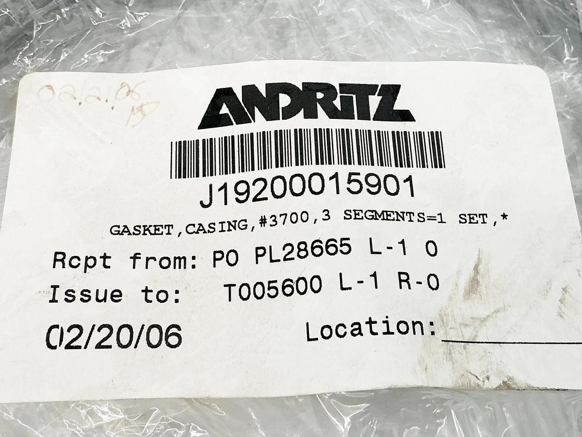 New Lot of 2 Andritz J19200015901 Gasket Casing #3700 3 Segments 1 Set