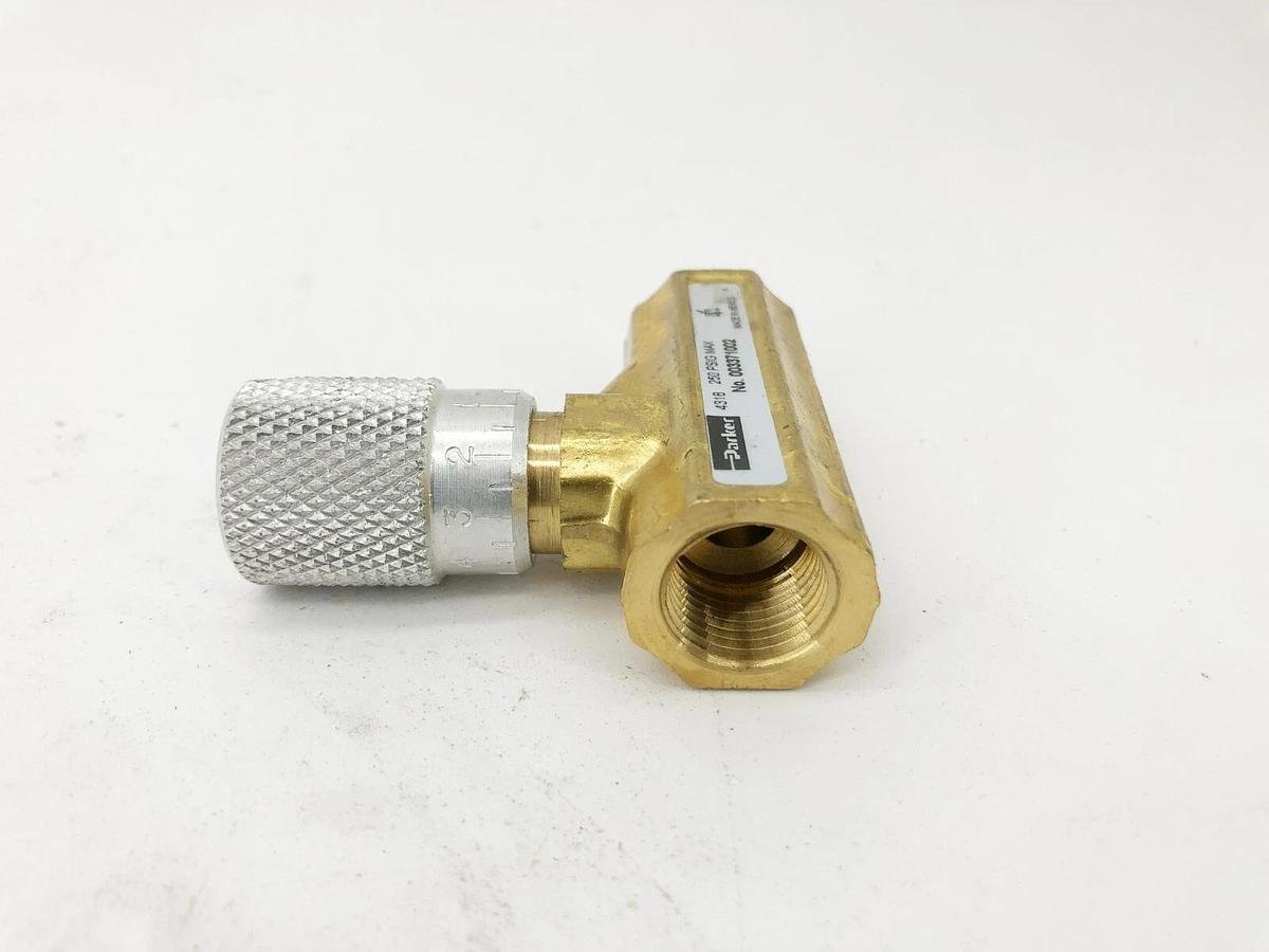 New Parker 003371002 Flow Control Valve 3/8" Brass