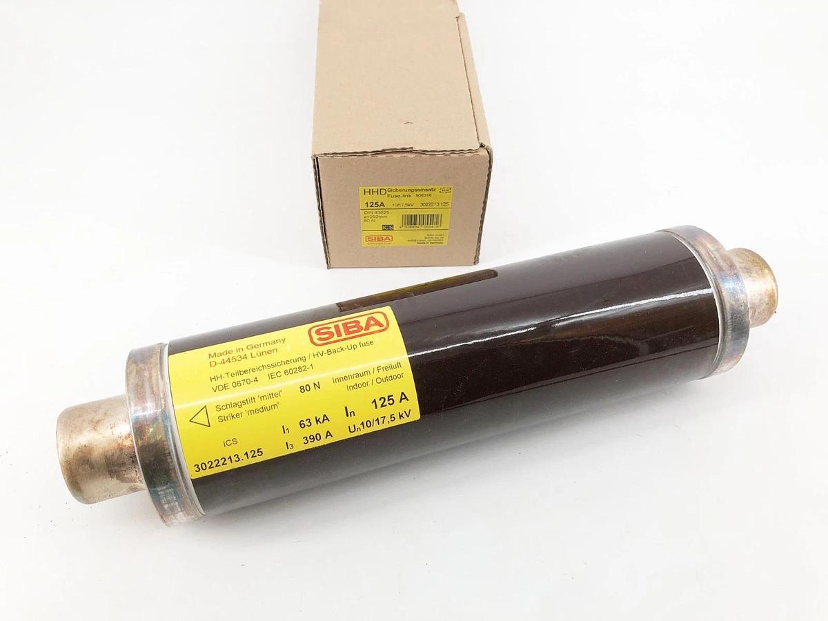 New SIBA 3022213.125 Fuse-Link HHD 125A 10/17,5kV DIN 43625 e=292mm 80 N