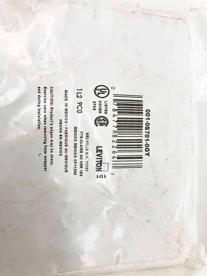Lot of 6 New Leviton 001-0S701-0GY Receptacle Outlet Covers 2-Gang Gray Steel