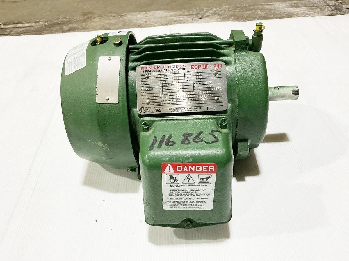 New Toshiba B0016FLF30MHJ Electric Motor 575V 1HP 1150RPM 1.4A FBK1 Form