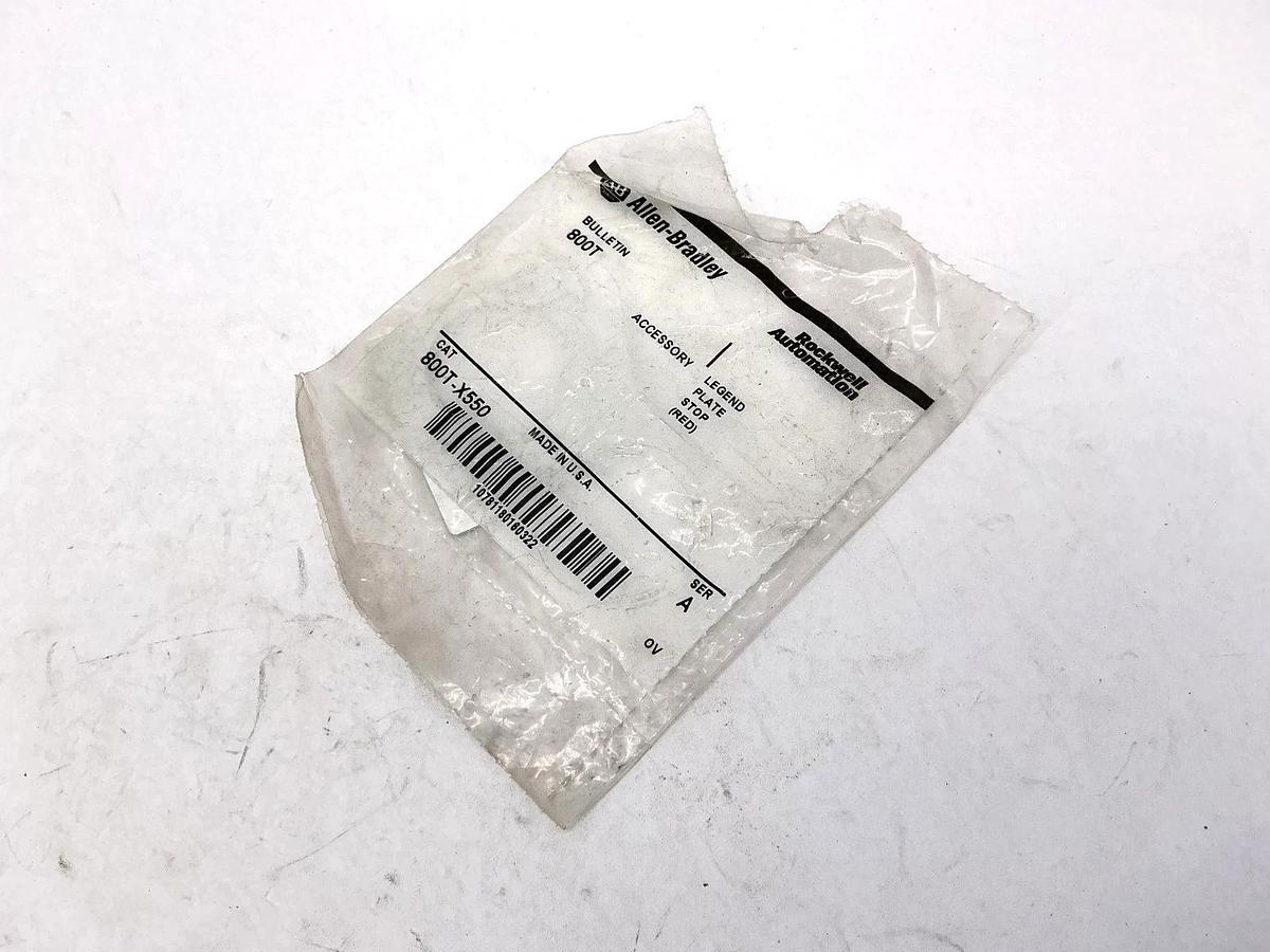 Lot of 3 New Allen Bradley 800T-X550 Ser A Legend Plate Stop Red Accessory