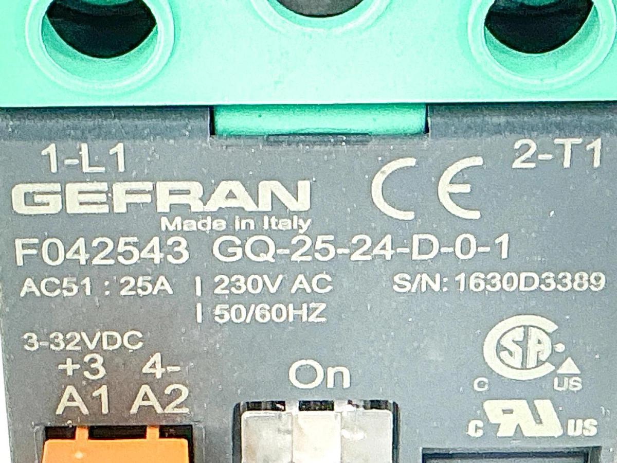 New Gefran F042543 GQ-25-24-D-0-1 Solid State Relay 25A 230V - No Box
