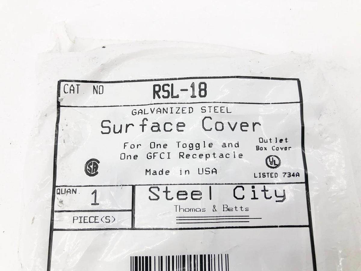 Lot of 4 New Steel City RSL-18 Square Surface Covers Toggle + GFI 4-11/16"