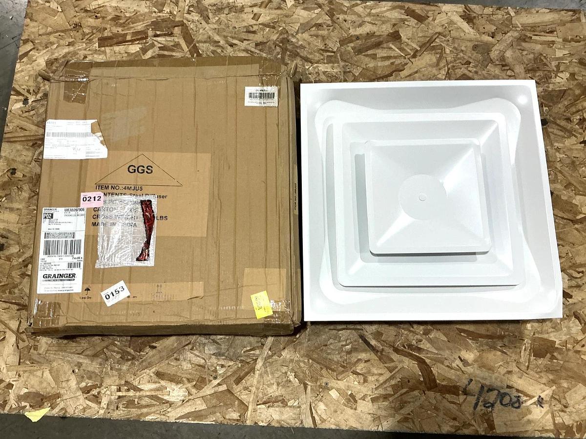 New Grainger 4MJU5 Steel Diffuser 23-3/4"x23-3/4"x12" Duct: 12" White