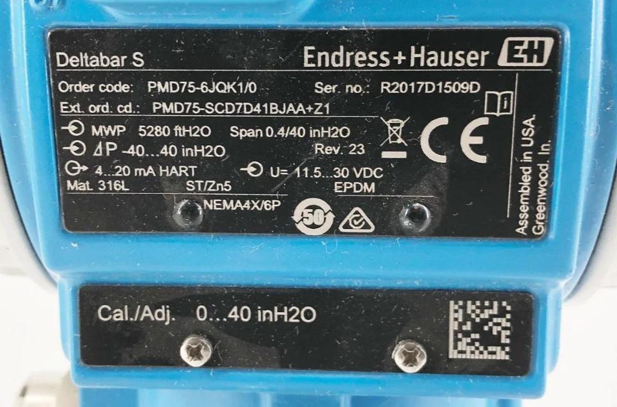 New Endress + Hauser PMD75-6JQK1/0 Pressure Transmitter DELTABAR-S 52017192