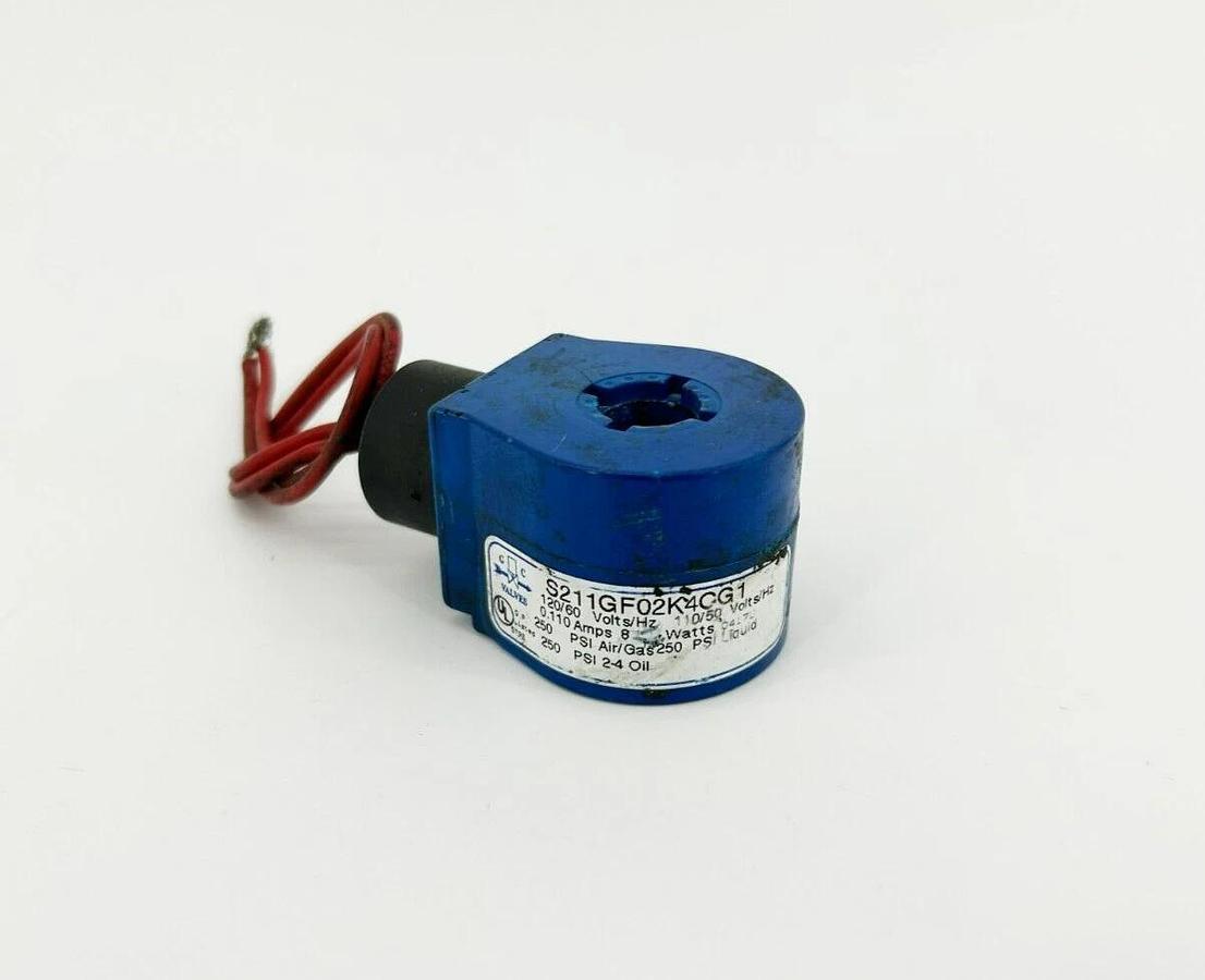 Used GC Valves S211GF02K4CG1 Solenoid Coil 110/120VAC 50/60Hz 0.110 A 8W