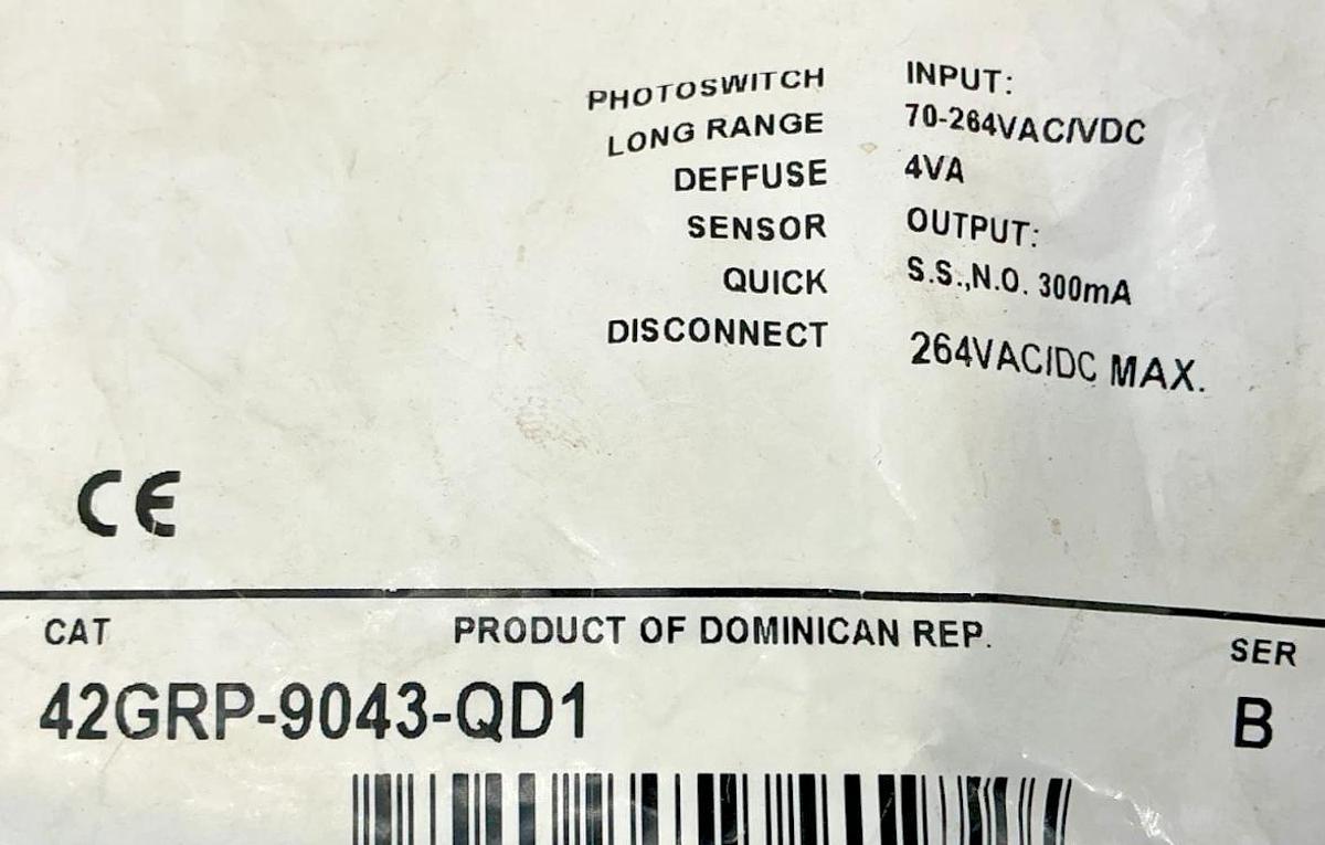 New Allen Bradley 42GRP-9043-QD1 Ser B Photoswitch Photoelectric Sensor 70-264V