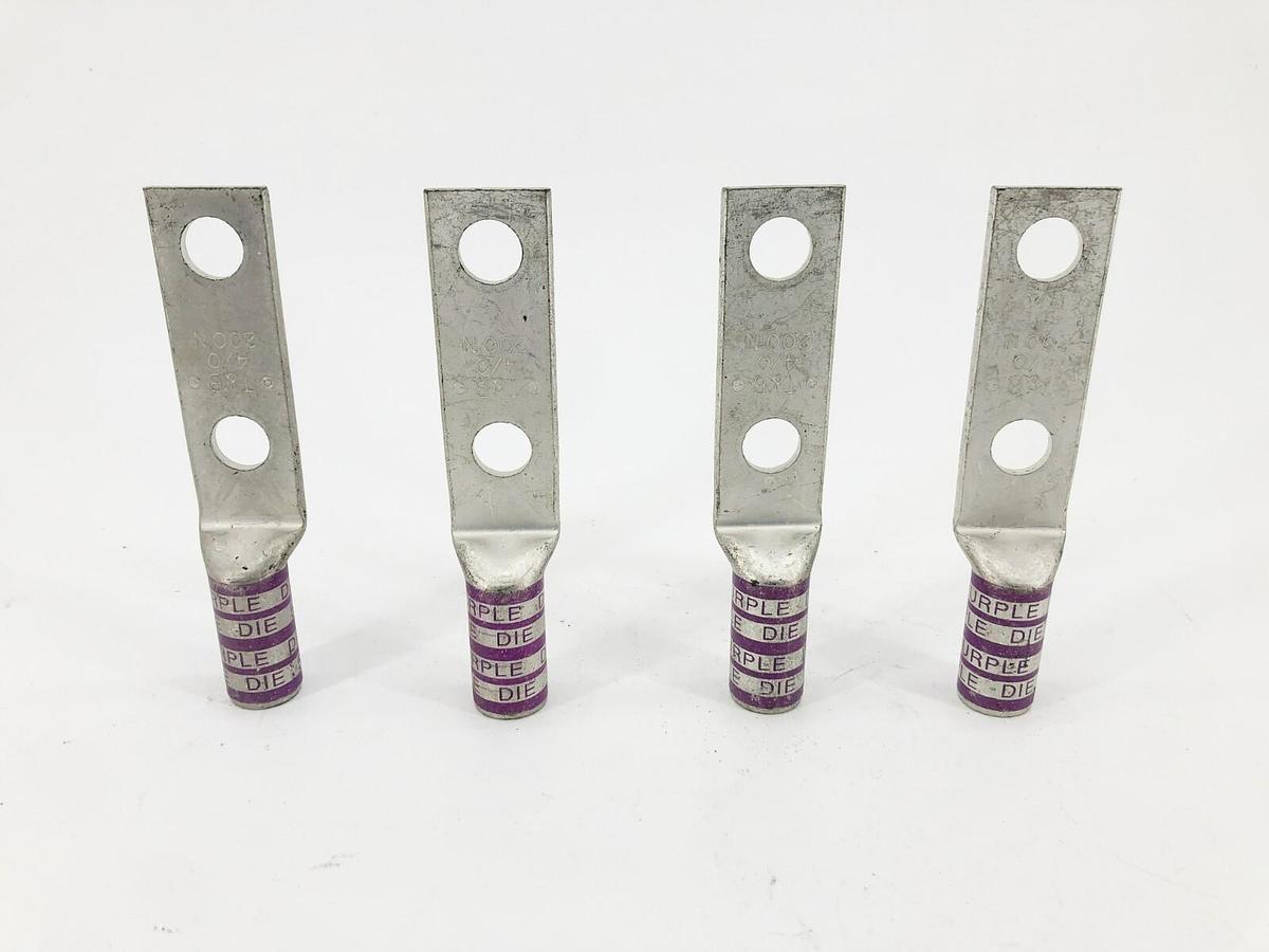 Lot of 4 New Thomas & Betts 54270 Compression Lugs 2-Hole 4/0 200N 54 Purple
