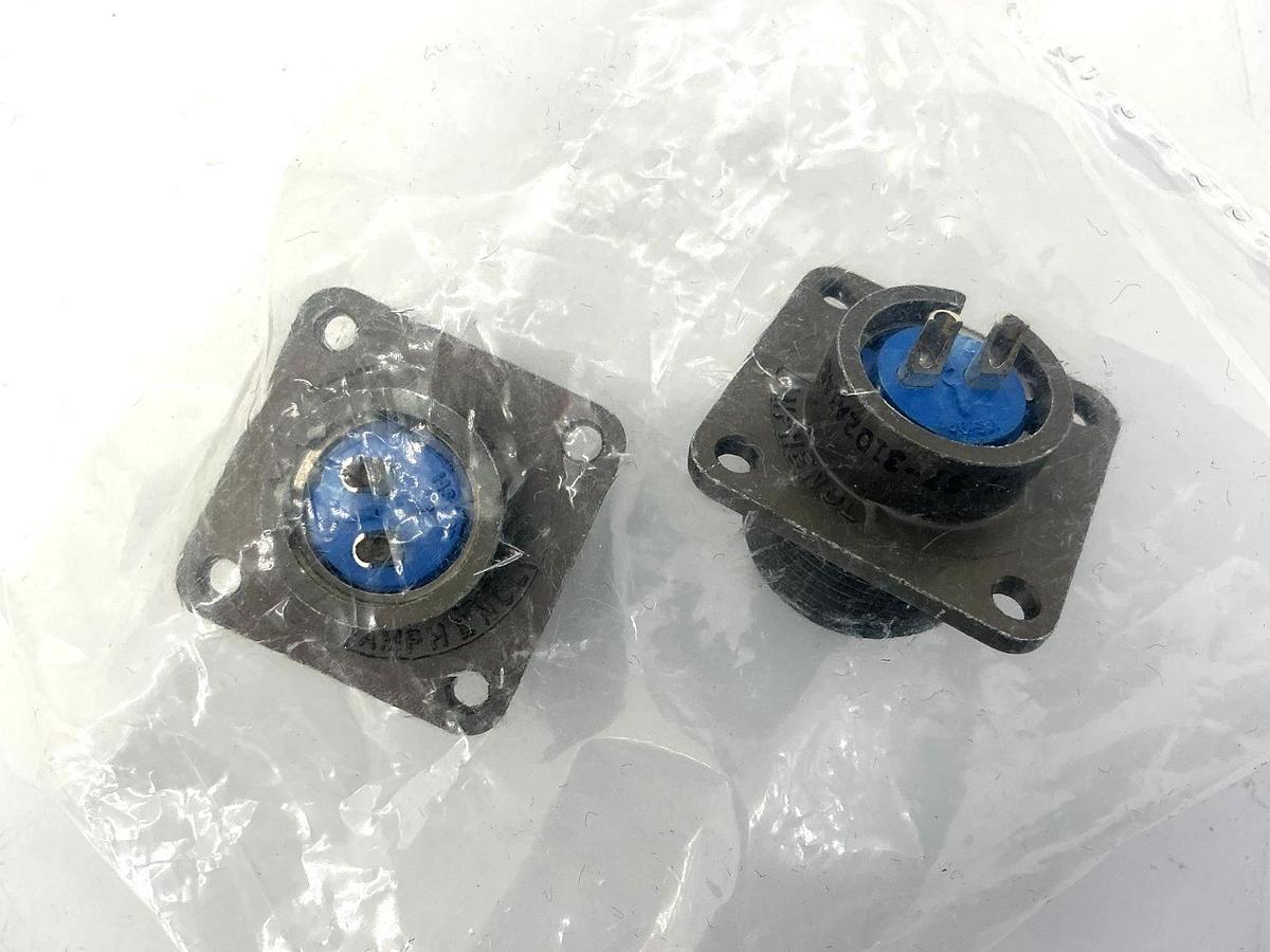 Lot of 2 New Amphenol 97-3102A14S-9PY Connector Receptacle Male 2-Pin