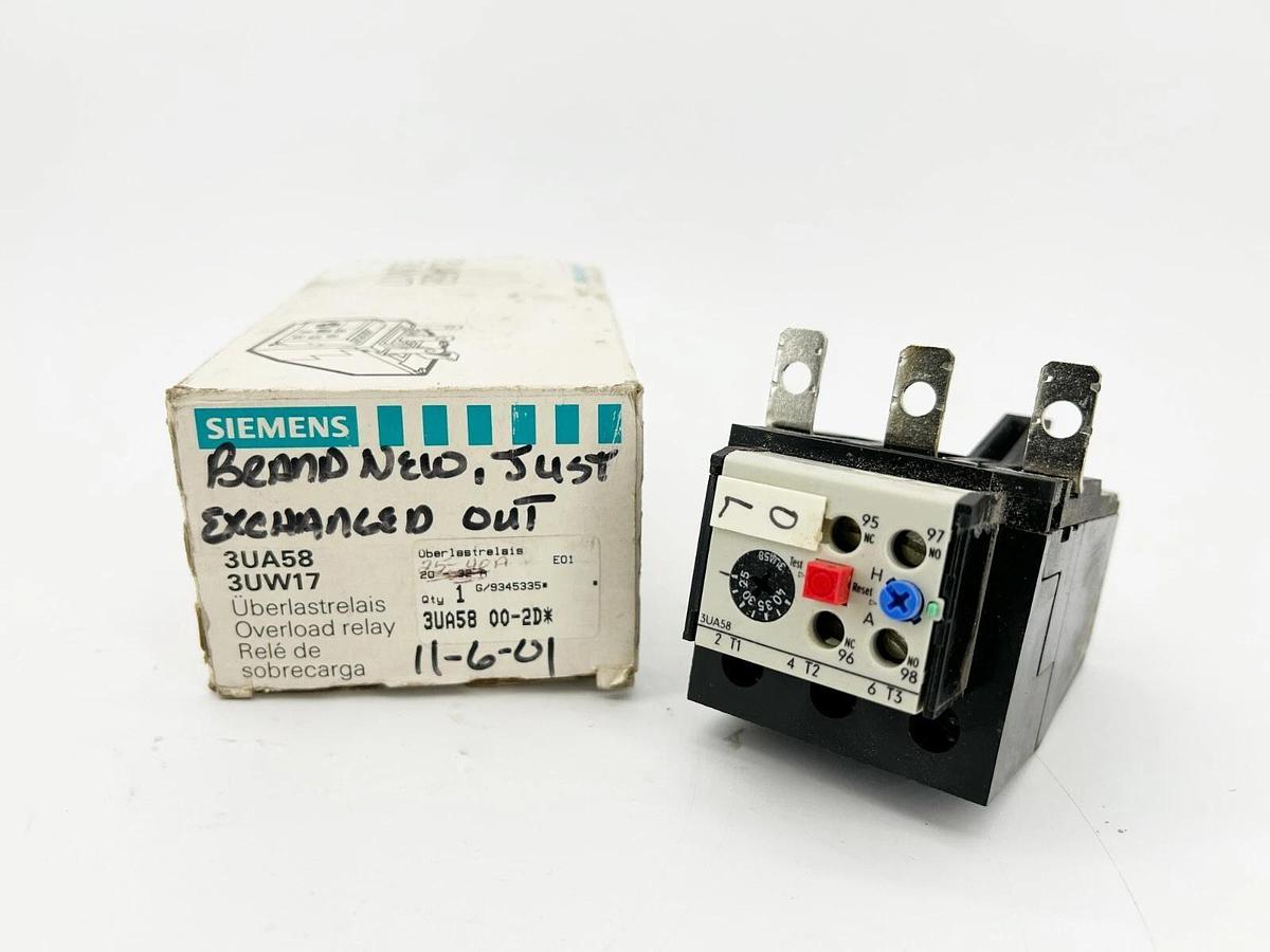 Used Siemens 3UA58 00-2E Solid State Overload Bimetal Relay 40A 600V