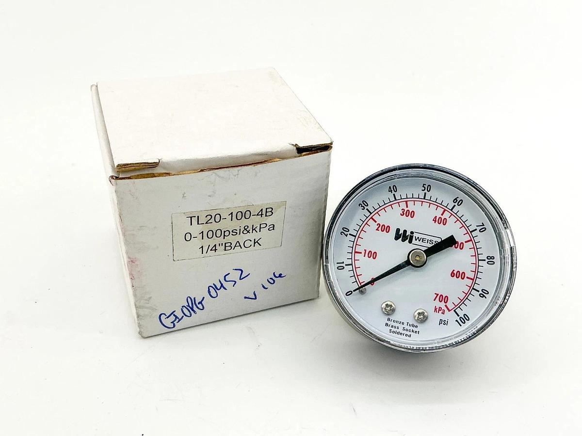 New Weiss TL20-110-4B Pressure 0-100PSI 1/4" 2" Face