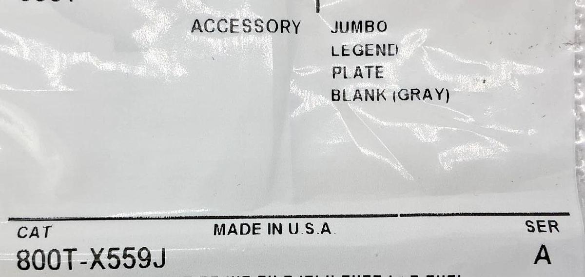 Box of 10 New Allen Bradley 800T-X559J Ser A Jumbo Legend Plate Blank Gray