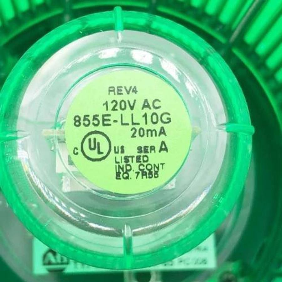 New Allen Bradley 855T-B10TL3 Green Stack Light 70mm 120VAC Steady - No Box