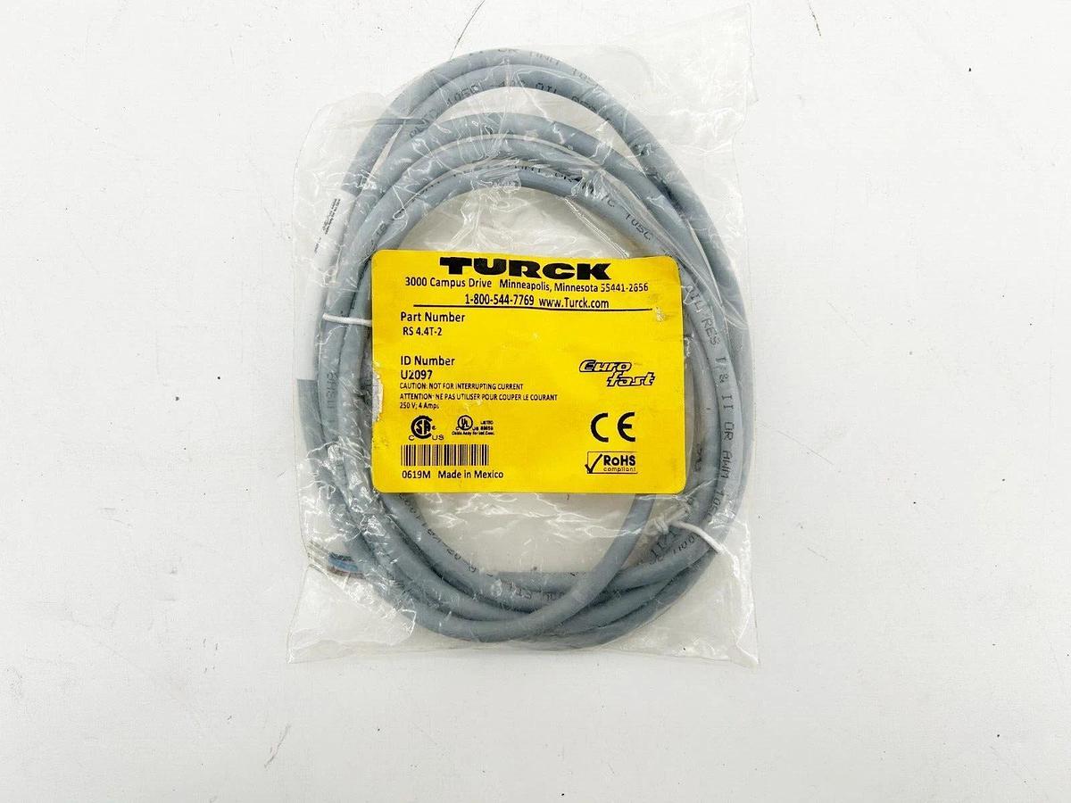 New Turck RS 4.4T-2 Single Ended Cordset M12 4Wire 2M Length U2097