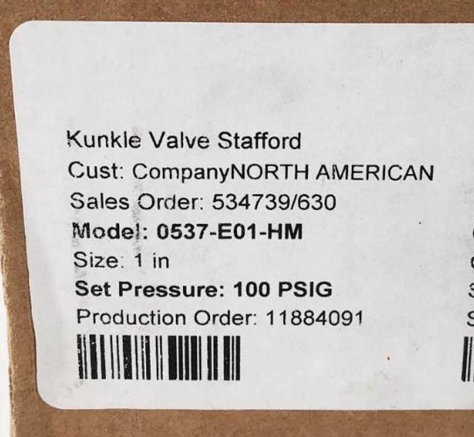 New Kunkle Valve 0537-E01-HM Safety Relief Valve Bronze 1" Set 100psi