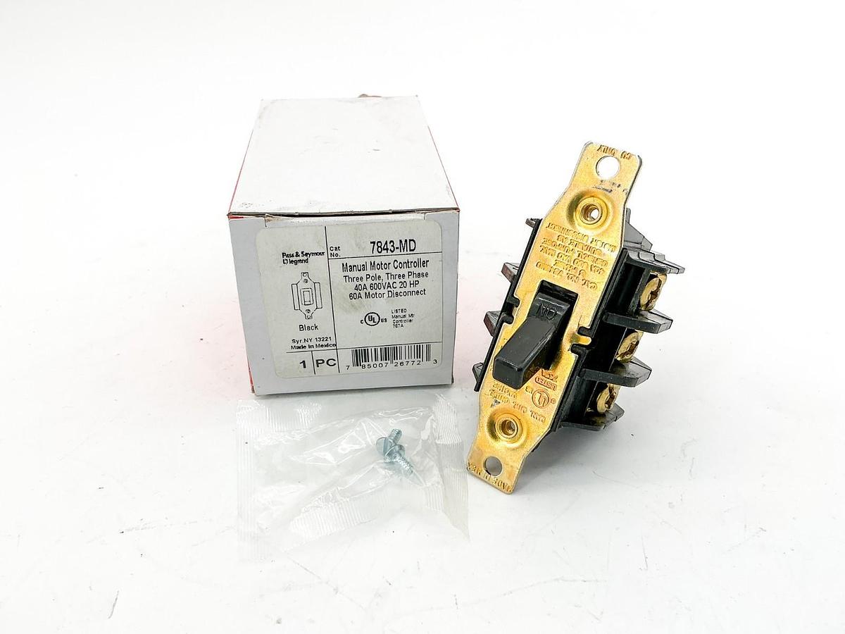 New Legrand 7843-MD Manual Motor Controller 3 Pole 3 Phase 40A 600V 20HP