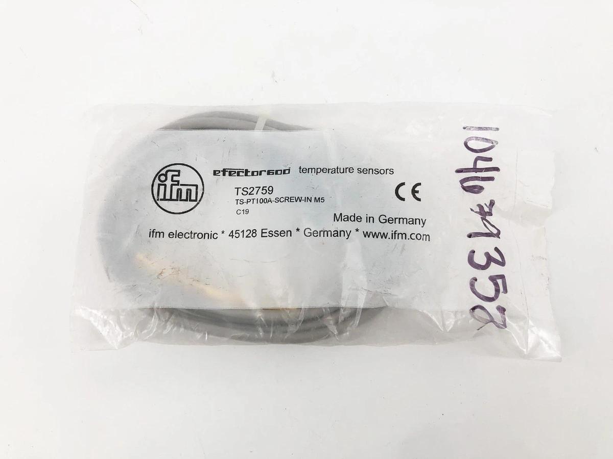 New IFM TS2759 Cabled Temperature Sensor TS-PT100A-SCREW-IN M5
