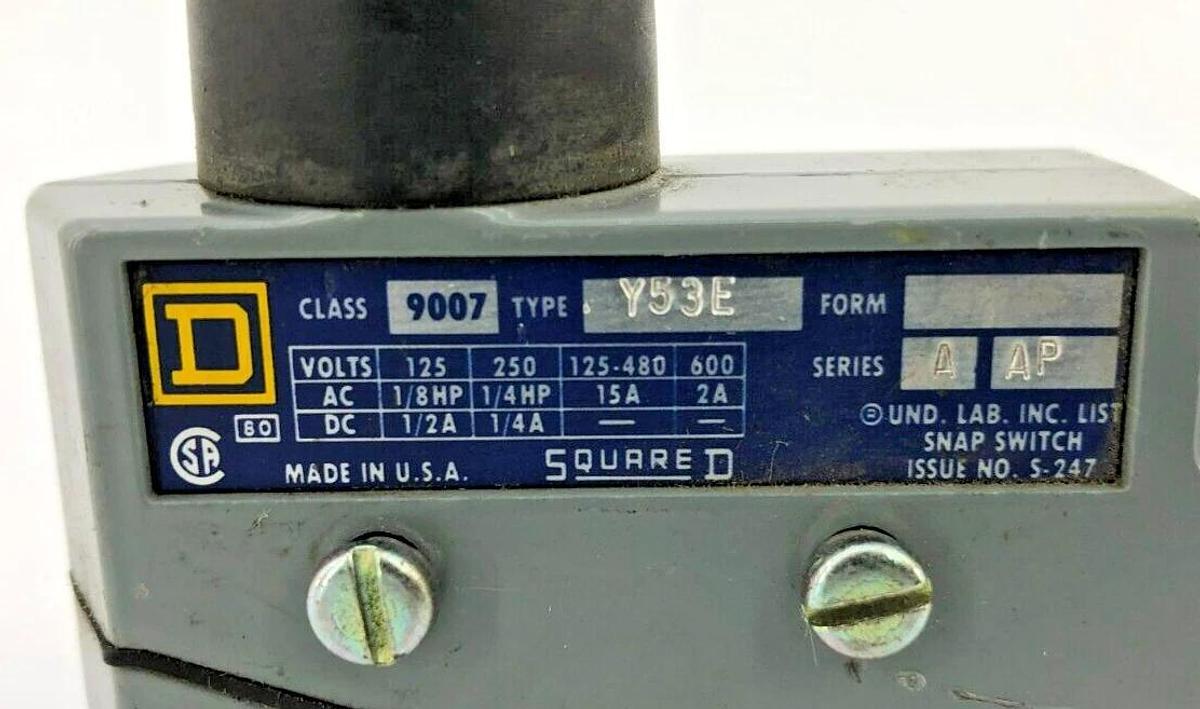 New Square D 9007-Y53E Ser. A Enclosed Precision Switch 15A 125-480VAC
