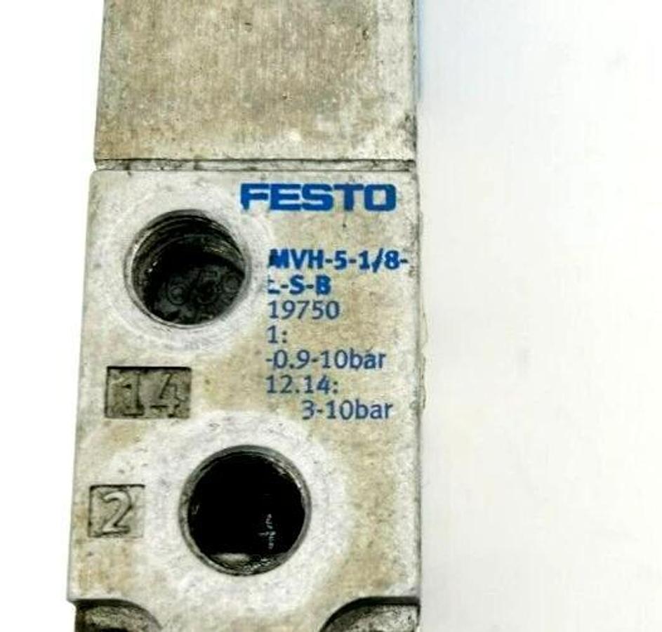 Used Festo MVH-5-1/8-L-S-B Solenoid Valve, 24VDC, 19750