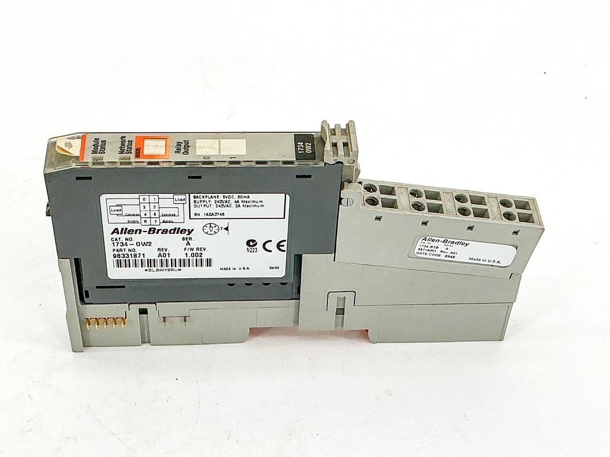 Used Allen Bradley 1734-OW2 I/O Relay Module 240V 4A Ser.A