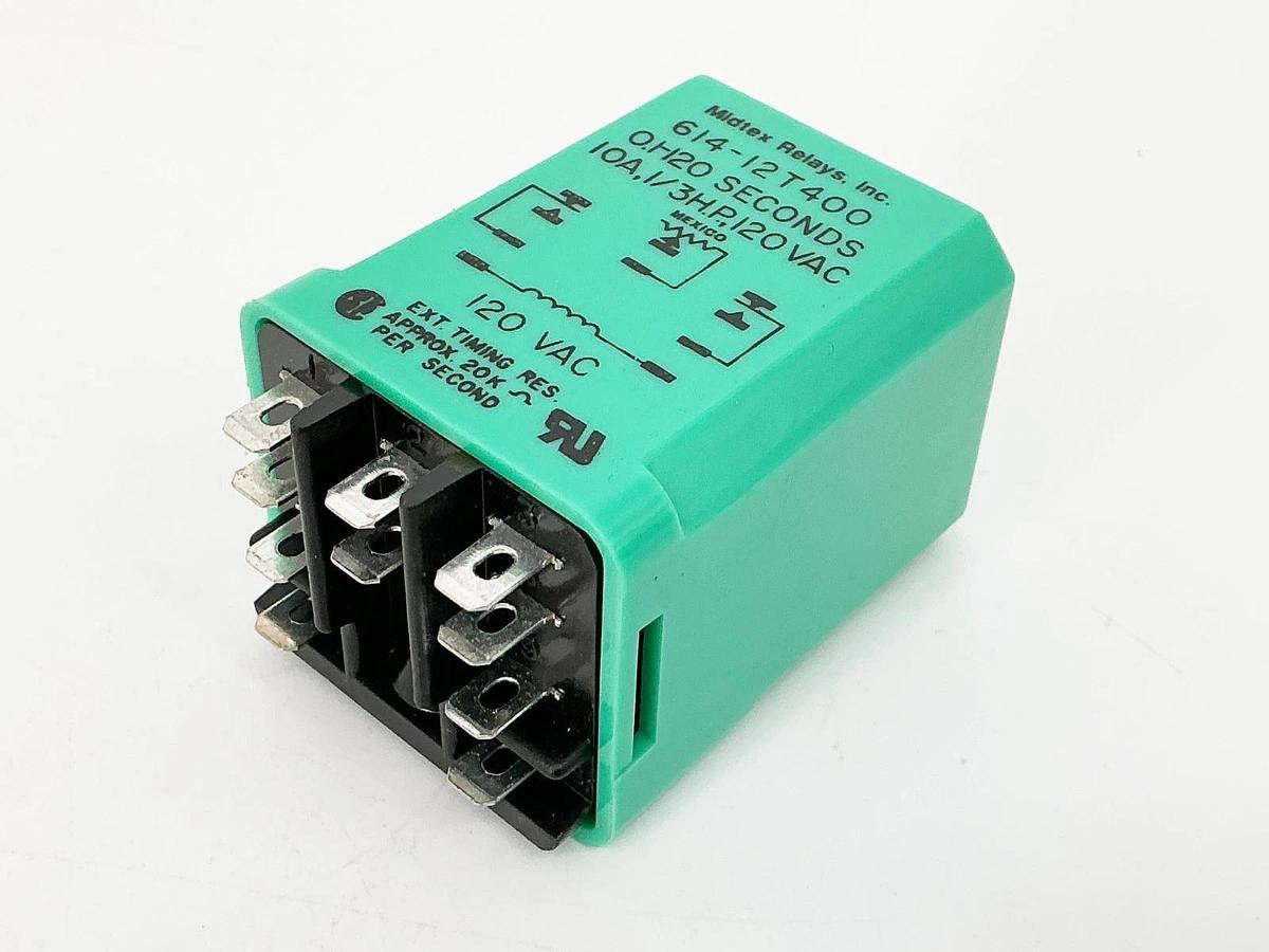 New Midtex 614-12T-400 Relay 0H20 Seconds 10A 1/3HP 120Vac - No Box