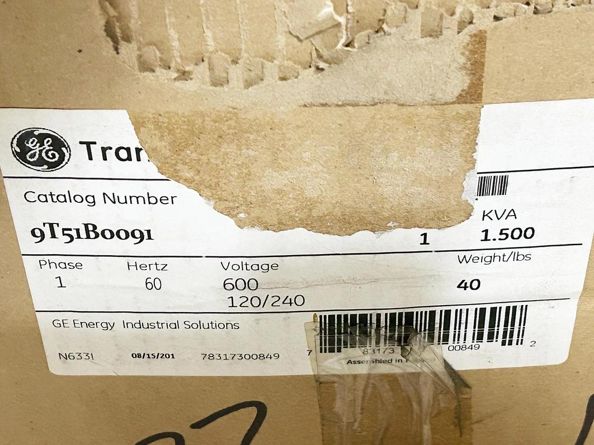 New General Electric 9T51B0091 Transformer 1.5KVA 600V 3R 60Hz QB