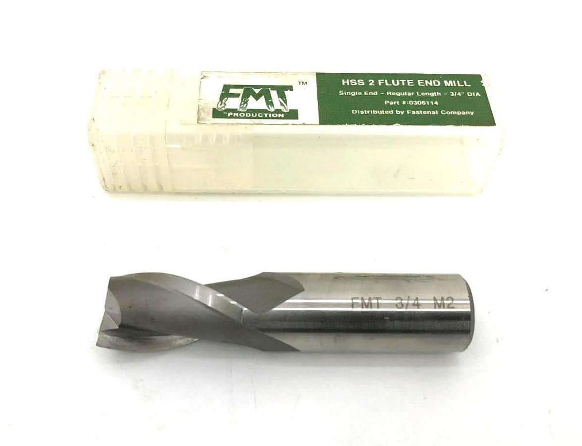 New FMT Production HSS 2 Flute End Mill, Single End, 3/4" Dia. 0306114