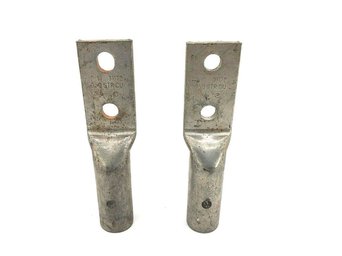Lot of 2 New 3M Scotchlok 31172 Copper 2-Hole Long Barrel Lugs