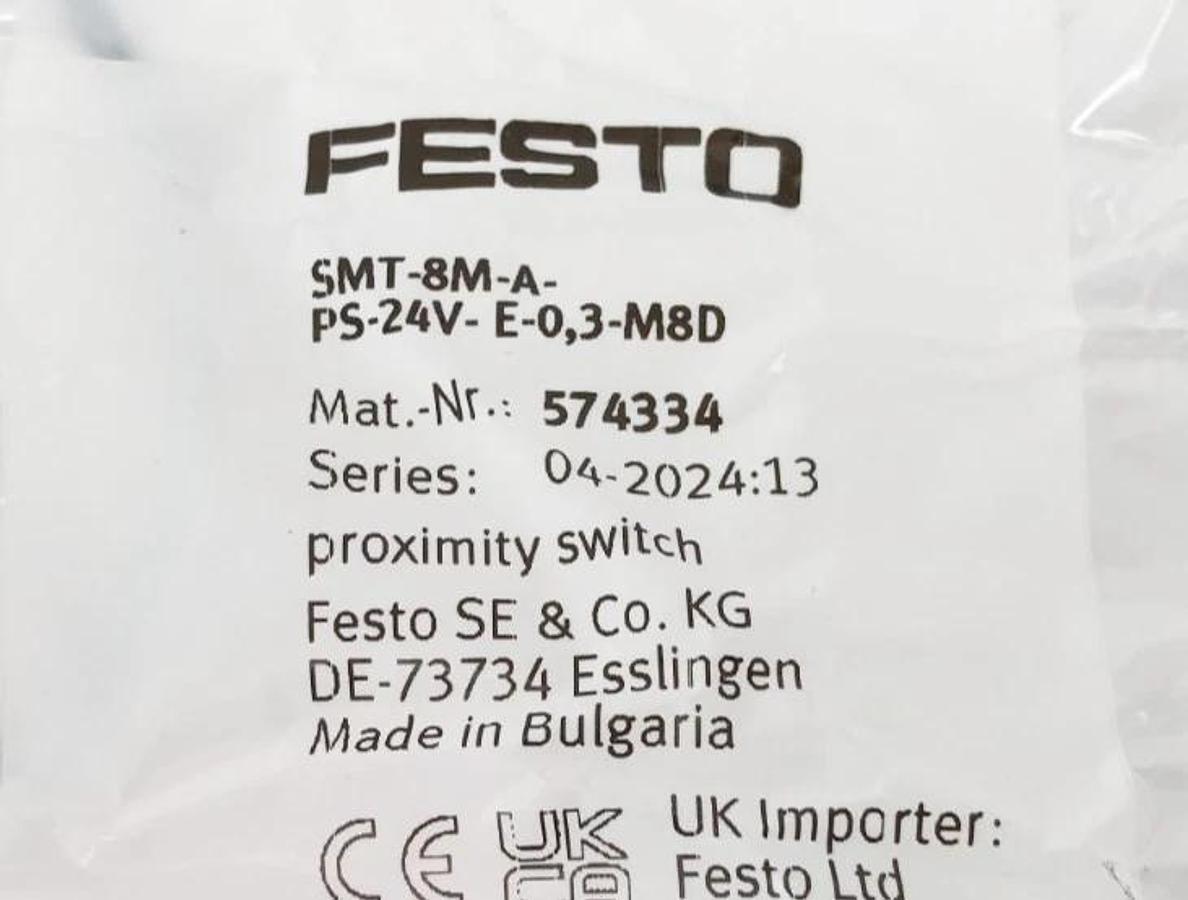 Lot of 2 New Festo SMT-8M-A-PS-24V-E-0,3-M8D Proximity Switch 574334