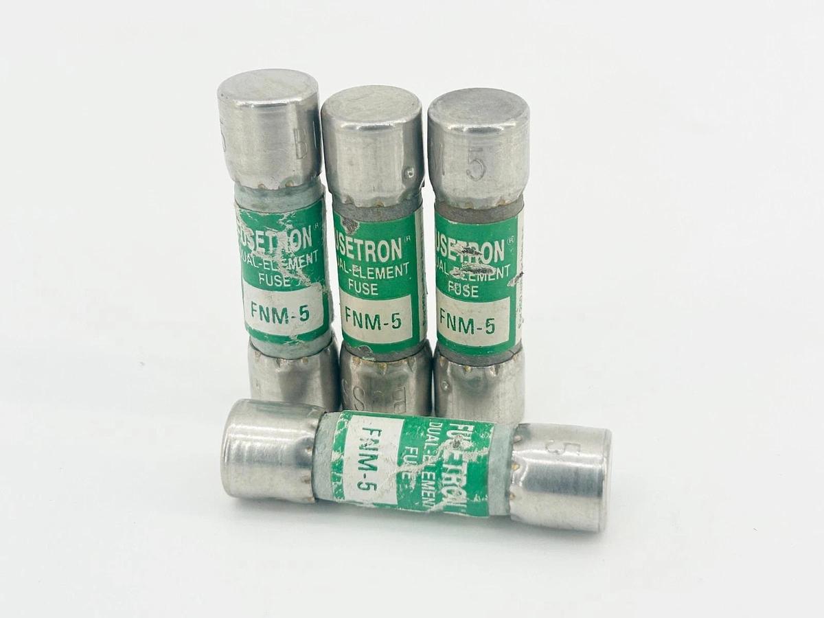 New Lot of 4 Bussmann FNM-5 Dual Element Time Delay Fuse 5A 250V - No Box