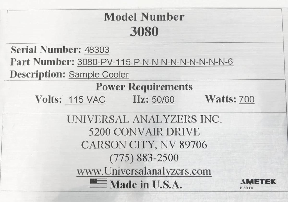 New Ametek Universal Analyzers 3080-PV-115-P-N-N-N-N-N-N-N-N-N-6 Sample Cooler