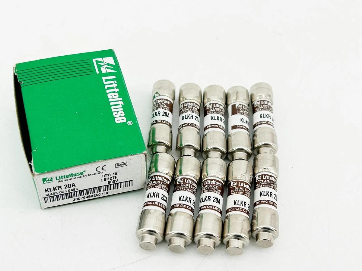 New Box Of 10 Littelfuse KLKR-20 Current Limiting Time Delay Fuse 20 600V