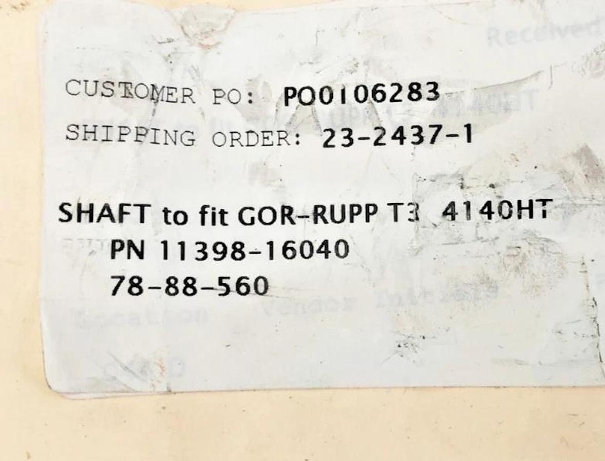 New Gorman Rupp 11398-16040 Impeller Shaft for T3 4140HT - No Box