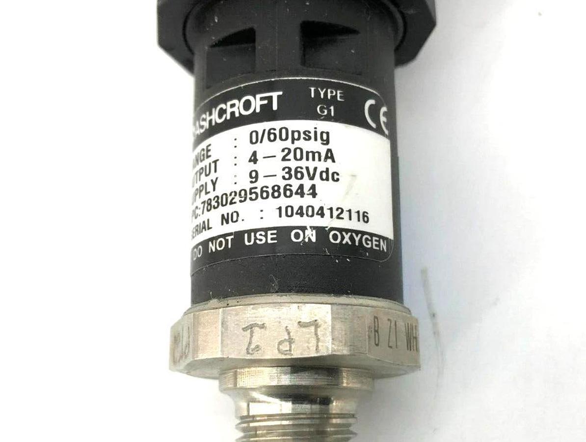 Used Ashcroft G17M0242DO60# Pressure Transducer 0 To 60 PSI