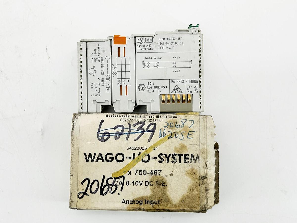 New Wago 750-467 Analog Input Module Single Ended 2 Channel 35V